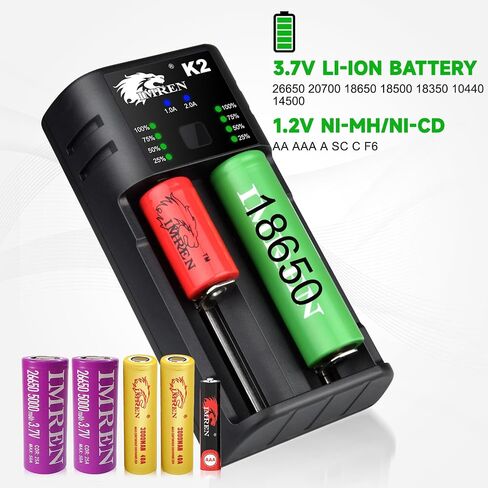 IMREN 18650 Rechargeable Battery Charger,Fast Charge Rechargeable for 3.7V 21700 Battery 14500 10400 18500 18350 18650 18700 20700 21700 22650 26650,1.2V Ni-MH/Ni-Cd AA AAA C Battery(4 Bay) in Saudi Arabia