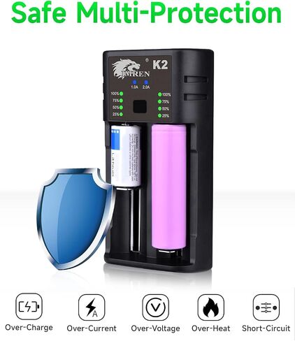 IMREN 18650 Rechargeable Battery Charger,Fast Charge Rechargeable for 3.7V 21700 Battery 14500 10400 18500 18350 18650 18700 20700 21700 22650 26650,1.2V Ni-MH/Ni-Cd AA AAA C Battery(4 Bay) in Saudi Arabia