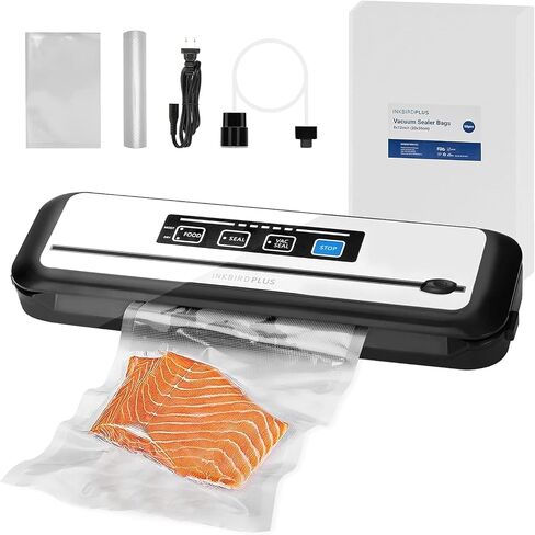 Vacuum Sealer Machine, INKBIRD Powerful 130W High Power with Liquid/Moist/Dry 6-Food Modes, Compact Food Preservation System with Cutter, Full Start Kit with Pre-cut Bags*10 (8''*11.8''), EXT-VAC in Saudi Arabia