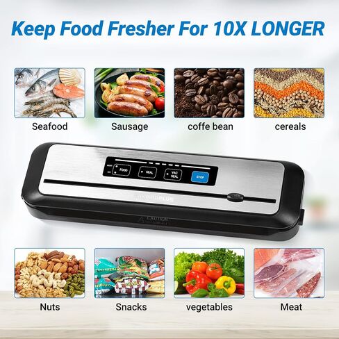 Vacuum Sealer Machine, INKBIRD Powerful 130W High Power with Liquid/Moist/Dry 6-Food Modes, Compact Food Preservation System with Cutter, Full Start Kit with Pre-cut Bags*10 (8''*11.8''), EXT-VAC in Saudi Arabia