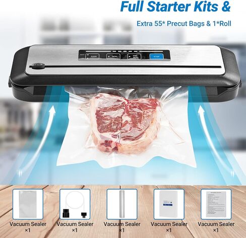 Vacuum Sealer Machine, INKBIRD Powerful 130W High Power with Liquid/Moist/Dry 6-Food Modes, Compact Food Preservation System with Cutter, Full Start Kit with Pre-cut Bags*10 (8''*11.8''), EXT-VAC in Saudi Arabia