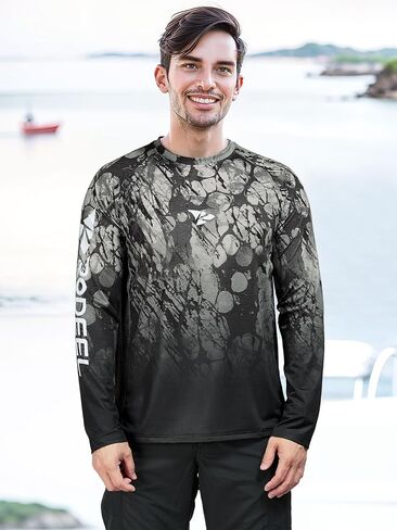 Rodeel Mens Loose-Fit Fishing T-Shirt Vented River Bluff Performance Long Sleeve Shirt UPF 50 Sleeve in Saudi Arabia