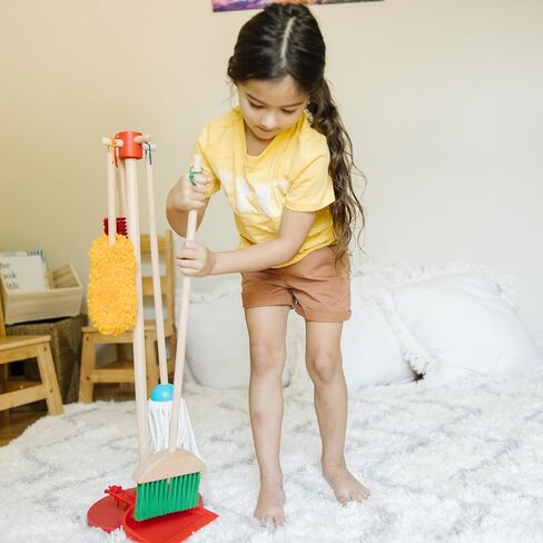Melissa & Doug Let's Play House Dust! Sweep! Mop! 6 Piece Pretend Play Set - Toddler Toy Cleaning Set, Pretend Home Cleaning Play Set, Kids Broom And Mop Set For Ages 3+ in Saudi Arabia