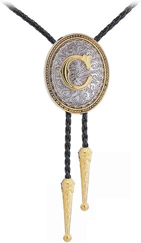 GelConnie Western Ties for Men Gold Bolo Tie Initial Letter A to Z Native American Bola Ties Cowboy Accessories for Men Women in Saudi Arabia