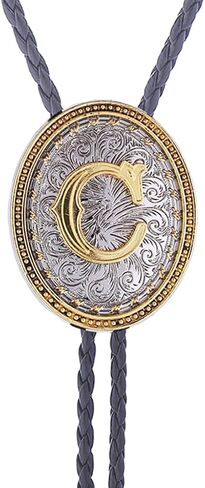 GelConnie Western Ties for Men Gold Bolo Tie Initial Letter A to Z Native American Bola Ties Cowboy Accessories for Men Women in Saudi Arabia
