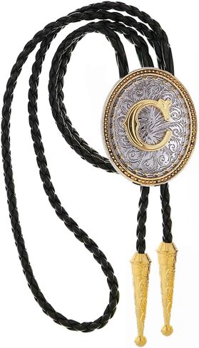 GelConnie Western Ties for Men Gold Bolo Tie Initial Letter A to Z Native American Bola Ties Cowboy Accessories for Men Women in Saudi Arabia