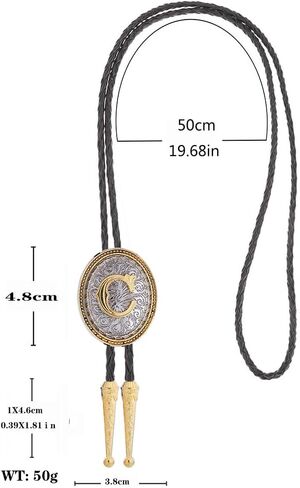 GelConnie Western Ties for Men Gold Bolo Tie Initial Letter A to Z Native American Bola Ties Cowboy Accessories for Men Women in Saudi Arabia