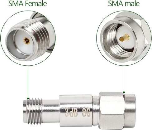 XRDS -RF SMA Male to SMA Female Coaxial RF Attenuator, DC to 8 GHz, 50Ohm, 2W, 20dB Constant Attenuator（2PCS） in Saudi Arabia