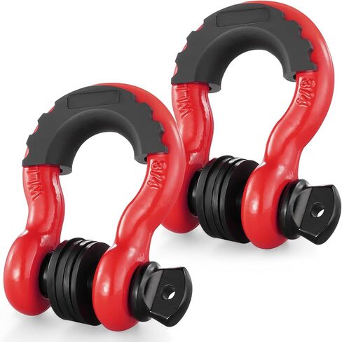 VEVOR 3/4" D-Ring Shackle, 2 Pack Alloy Steel Shackles 62832 lbs (28.5 Ton) Break Strength with 7/8" Screw Pin, Isolators & Washers, Heavy Duty Off Road Vehicle Recovery Shackle for Jeep Truck, Red in Saudi Arabia