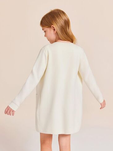 Haloumoning Girls Open Front Cardigan Casual Long Sleeve Knit Sweater Kids Fall Solid Cute Outerwear Coat 5-14Y in Saudi Arabia
