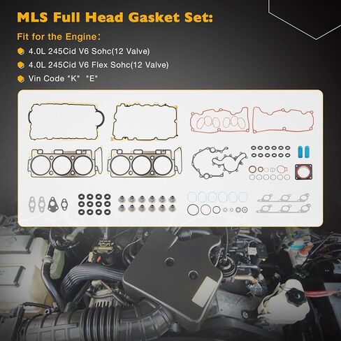مجموعة حشيات الرأس الكاملة MLS مع مجموعة حشيات تحويل المحرك، متوافقة مع 2001-11 Ford Mercury Mazda Land Rover، محرك 4.0L V6، استبدال # FGS4036 HS26300PT CS9293 in Saudi Arabia