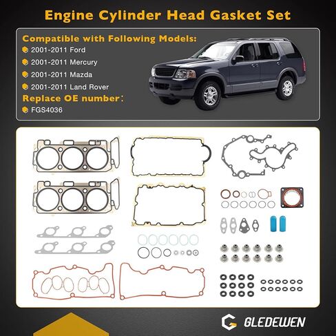 مجموعة حشيات الرأس الكاملة MLS مع مجموعة حشيات تحويل المحرك، متوافقة مع 2001-11 Ford Mercury Mazda Land Rover، محرك 4.0L V6، استبدال # FGS4036 HS26300PT CS9293 in Saudi Arabia