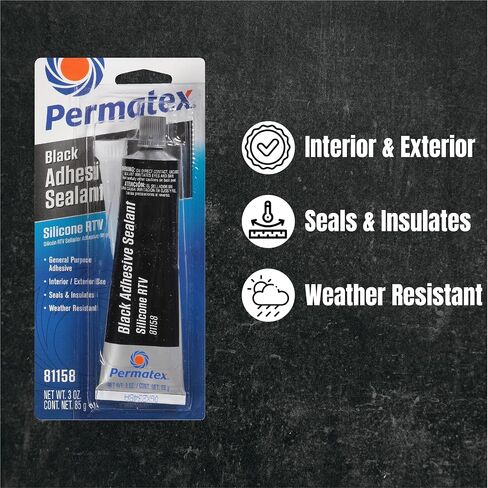 Permatex 81158 Black Silicone Adhesive Sealant, 3 oz. Tube, Pack of 1 in Saudi Arabia