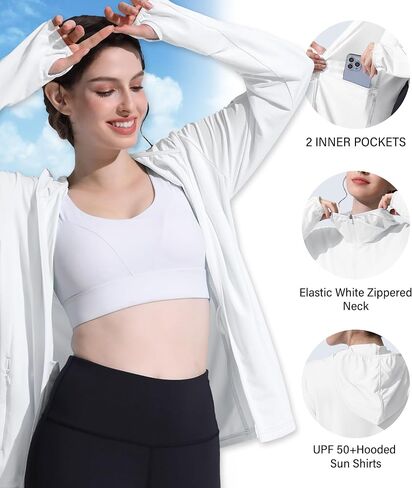 Women's UPF 70+ Sun Protection Hooded Jacket Lightweight Long Sleeve Sun Shirt for Women with Pocket in Saudi Arabia