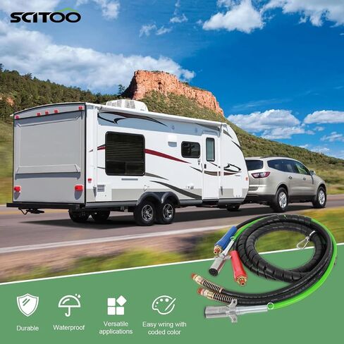 SCITOO 3 in 1 ABS & Power Air Line Hose Wrap 15 Ft, 7 Way Electrical Cable Air Lines with Handle Grip Airlines for Semi Truck Trailer Tractor in Saudi Arabia