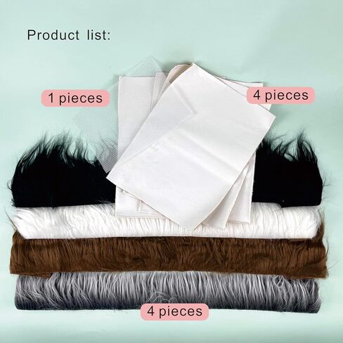 مجموعة قناع ثيريان DIY - نسيج فرو صناعي (29 × 2.5 بوصة) وشبكة قماشية للعيون وورقة لباد ذاتية اللصق لطلاء قناع ثعلب القطط معدات DIY للهالوين، والحفلات التنكرية، وإكسسوارات قناع الحيوانات ذات الفراء in Kuwait