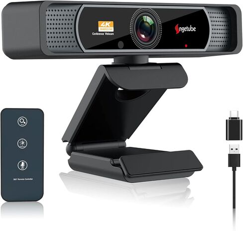 Angetube 4K Streaming Webcam with Light Ultra HD Autofocus Web Camera with Microphone - USB Gaming Web Cam Built-in Privacy Cover, Sony Sensor for PC MAC Computer Laptop Desktop, Meeting Video Call in Kuwait