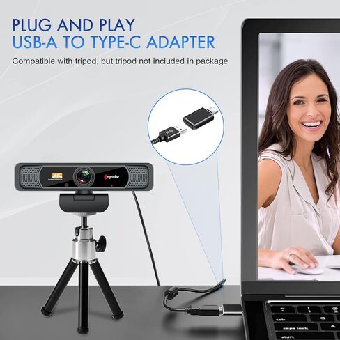 Angetube 4K Streaming Webcam with Light Ultra HD Autofocus Web Camera with Microphone - USB Gaming Web Cam Built-in Privacy Cover, Sony Sensor for PC MAC Computer Laptop Desktop, Meeting Video Call in Kuwait