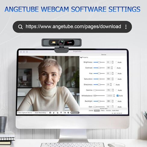 Angetube 4K Streaming Webcam with Light Ultra HD Autofocus Web Camera with Microphone - USB Gaming Web Cam Built-in Privacy Cover, Sony Sensor for PC MAC Computer Laptop Desktop, Meeting Video Call in Kuwait