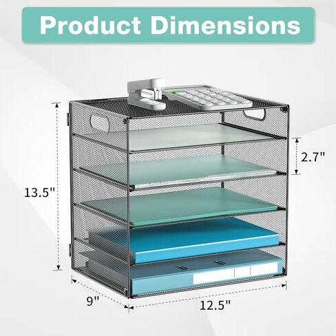 منظم ورق لدرج الرسائل مكون من 6 طبقات مع مقبض، منظم ورق لملفات المكتب الشبكي العقلي للمكتب والمنزل والمدرسة، أسود، عبوة واحدة in Kuwait