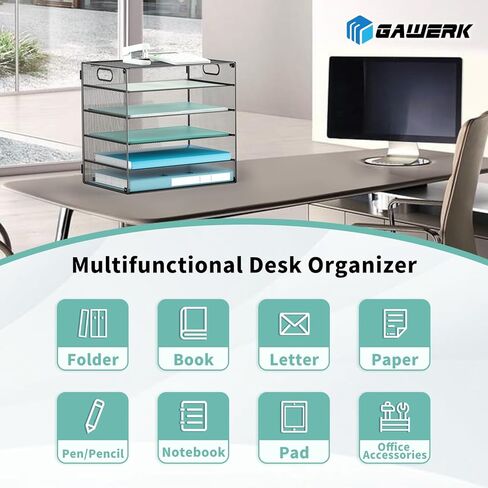 منظم ورق لدرج الرسائل مكون من 6 طبقات مع مقبض، منظم ورق لملفات المكتب الشبكي العقلي للمكتب والمنزل والمدرسة، أسود، عبوة واحدة in Kuwait