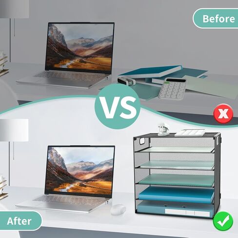 منظم ورق لدرج الرسائل مكون من 6 طبقات مع مقبض، منظم ورق لملفات المكتب الشبكي العقلي للمكتب والمنزل والمدرسة، أسود، عبوة واحدة in Kuwait