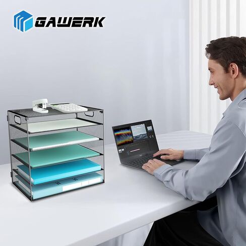 منظم ورق لدرج الرسائل مكون من 6 طبقات مع مقبض، منظم ورق لملفات المكتب الشبكي العقلي للمكتب والمنزل والمدرسة، أسود، عبوة واحدة in Kuwait