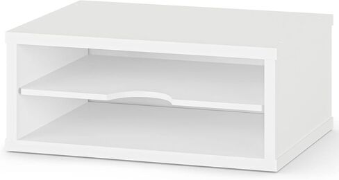 Ballucci File Organizer, 2-Tier Document Paper Sorter, Stackable Wood Desk Organizer Mail Holder, Monitor Stand with Storage Shelves, White in Saudi Arabia