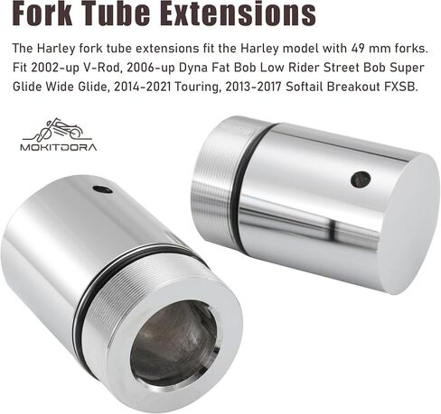 MoKitDora Fork Tube 2.5" Extensions 49mm for 2014-up Harley Touring Street Glide Road Glide Road King 2006-2017 Harley Dyna 2013-2017 FXSB Softail Breakout 2002-2017 Harley V-Rod in Saudi Arabia