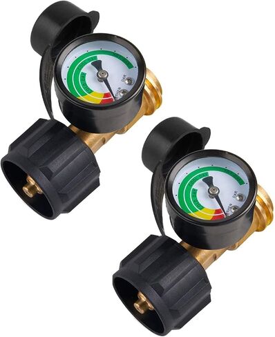 SHINESTAR 2-Pack Universal Propane Tank Gauge Level Indicator for RVs, Grills, and Heaters, QCC1/Type1 Connection, Compatible with 5-20 Pound LP Gas Cylinders in Saudi Arabia