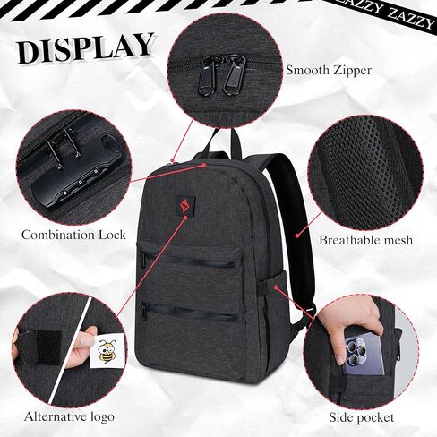 ZAZZY Smell Proof Backpack Rogue, Weather Resistant Lockable Odor Proof Bag,Expandable Smell Proof Bag Black in Kuwait