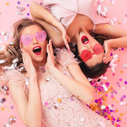 10 أزواج من النظارات الشمسية على شكل قلب أحمر للنساء بدون إطار نظارات على شكل قلب شفاف هدايا لحفلات العزوبية in Saudi Arabia