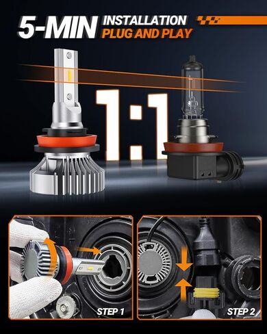SEALIGHT H11 LED Fog Light Bulbs, 6000LM 6500K White H8 H9 H16 Fog Lights Bulb, Super Penetration 16 CSP Chips Led Light, Ultra-High Heat Dissipation Performance, Non-polarity, Pack of 2 in Saudi Arabia