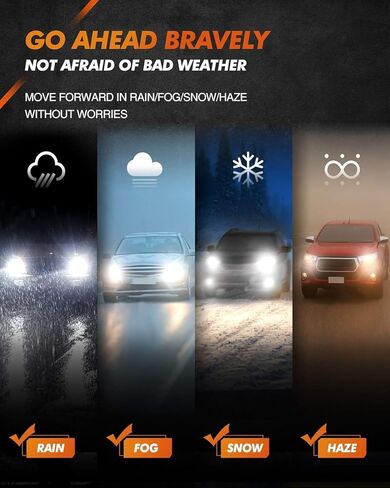 SEALIGHT H11 LED Fog Light Bulbs, 6000LM 6500K White H8 H9 H16 Fog Lights Bulb, Super Penetration 16 CSP Chips Led Light, Ultra-High Heat Dissipation Performance, Non-polarity, Pack of 2 in Saudi Arabia