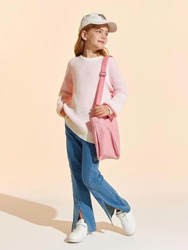Haloumoning Girls Striped Pullover Sweaters Chenille Crew Neck Cable Knit Tops 5-14 years in Saudi Arabia