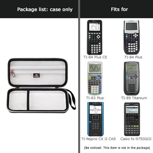حافظة صلبة لجهاز Texas Instruments TI-84 Plus CE/TI-84 Plus/TI-Nspire CX II CAS/TI-83 Plus/TI-89 Titanium/TI-85/TI-86/Casio fx-9750GIII حاسبة الرسوم البيانية الملونة (أسود) +رمادي) in Saudi Arabia