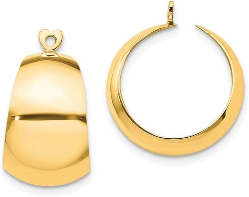 14K Yellow Gold Polished Hoop Earring Jackets 20mm length in Saudi Arabia