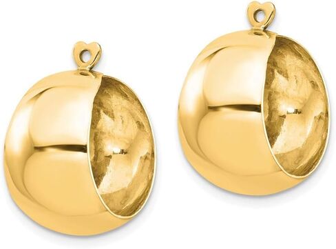14K Yellow Gold Polished Hoop Earring Jackets 20mm length in Saudi Arabia