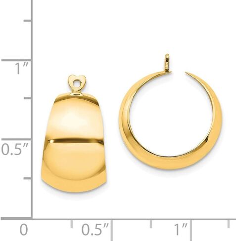 14K Yellow Gold Polished Hoop Earring Jackets 20mm length in Saudi Arabia