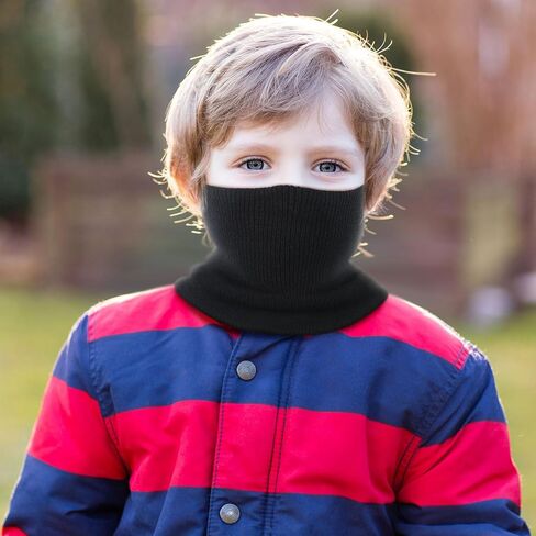 3 Pcs Kids Neck Warmer Winter Knitted Neck Gaiter Kids Infinity Scarf Circle Loop for Toddler Boys Girls Black Red Grey in Kuwait