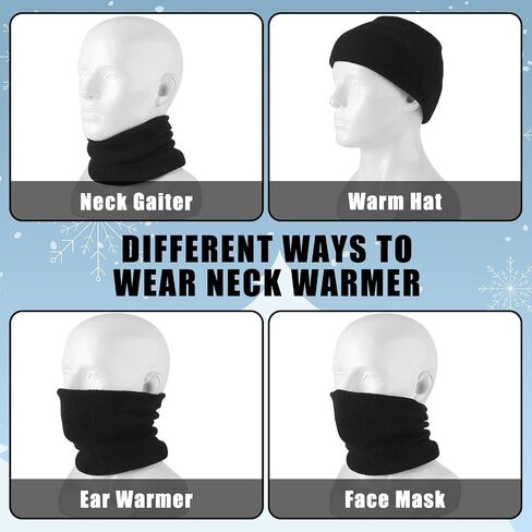 3 Pcs Kids Neck Warmer Winter Knitted Neck Gaiter Kids Infinity Scarf Circle Loop for Toddler Boys Girls Black Red Grey in Kuwait
