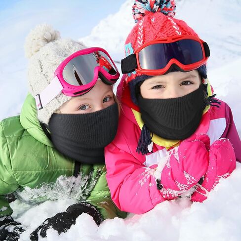 3 Pcs Kids Neck Warmer Winter Knitted Neck Gaiter Kids Infinity Scarf Circle Loop for Toddler Boys Girls Black Red Grey in Kuwait