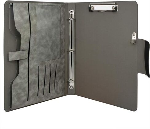 3 Ring Binder Padfolio File Folder, Business and Interview Portfolio with 3-Ring Binder, Clipboard (Gray) in Saudi Arabia