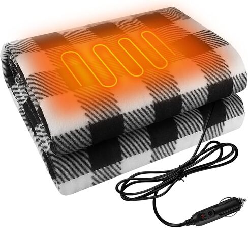 Car Heated Blanket, 12V Car Electric Blanket Fast Heating Fleece Travel Throw for Car Portable Heated Throw for Camping, 59" x 43" in Saudi Arabia