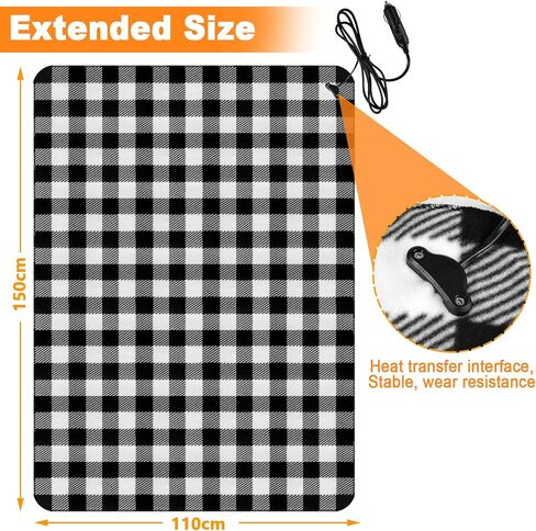 Car Heated Blanket, 12V Car Electric Blanket Fast Heating Fleece Travel Throw for Car Portable Heated Throw for Camping, 59" x 43" in Saudi Arabia