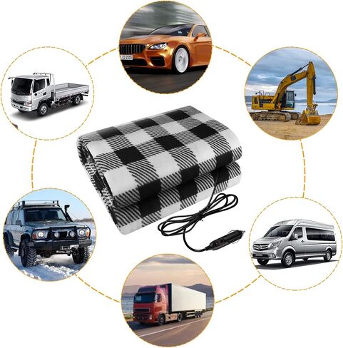 Car Heated Blanket, 12V Car Electric Blanket Fast Heating Fleece Travel Throw for Car Portable Heated Throw for Camping, 59" x 43" in Saudi Arabia