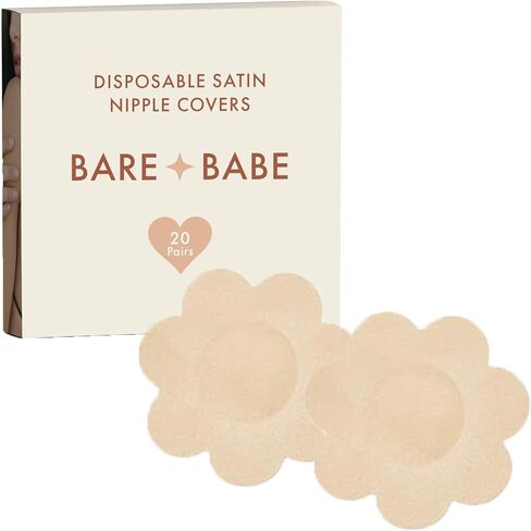 40 Pieces Satin Nipple Pasties - Hypoallergenic, Disposable, Adhesive Breast Pasties - Nude Nipple Covers No-Show in Saudi Arabia