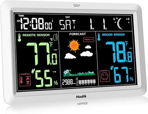 Weather Station with Atomic Clock Indoor Outdoor Thermometer Wireless, Humidity and Temperature Monitor Barometer Hygrometer with High Precision Sensor White in Saudi Arabia
