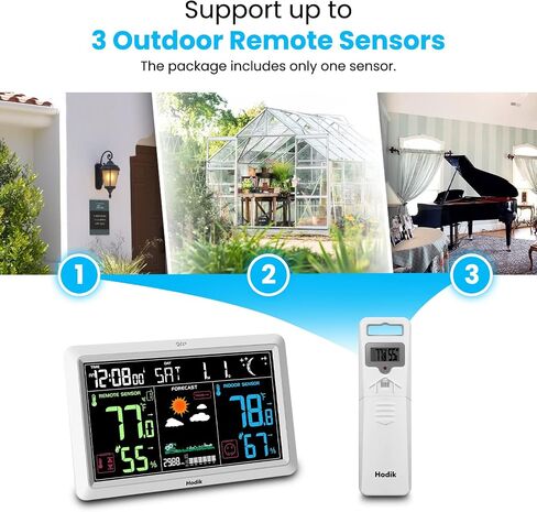 Weather Station with Atomic Clock Indoor Outdoor Thermometer Wireless, Humidity and Temperature Monitor Barometer Hygrometer with High Precision Sensor White in Saudi Arabia