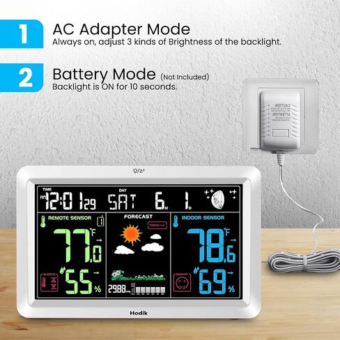 Weather Station with Atomic Clock Indoor Outdoor Thermometer Wireless, Humidity and Temperature Monitor Barometer Hygrometer with High Precision Sensor White in Saudi Arabia